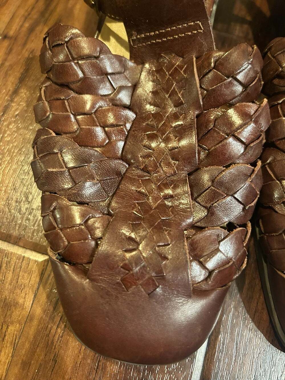 Glacee Brown Woven Leather Huarache Sandals Size 8M - Picture 2 of 10